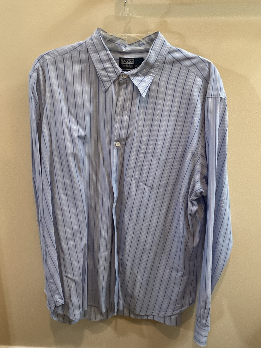 Ralph Lauren Men’s Blue and White Striped Dress Shirt